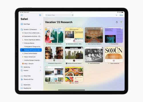 Nuevos grupos de pestañas para compartir en Safari en iPadOS 16.