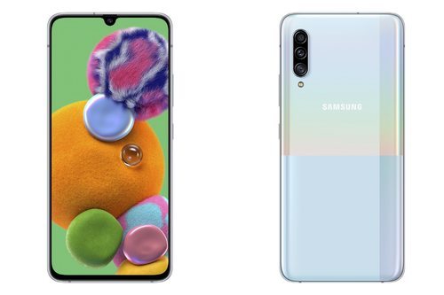 Samsung Galaxy A90 5G en azul variocolor.