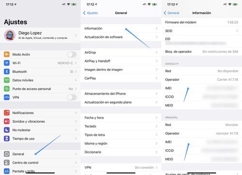 Cómo consultar el IMEI en iOS